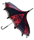 Big Skull Damask Burgundy Umbrella