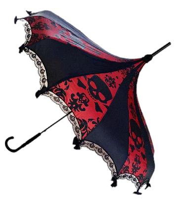 Big Skull Damask Burgundy Umbrella