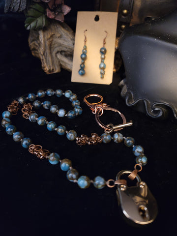 Blue Impression Jasper Collar w/matching Earrings