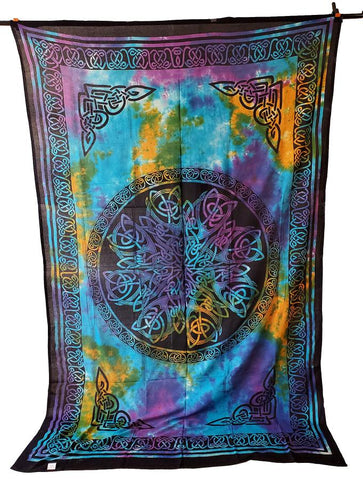 Knot Mandala Tapestry 72x108" Tie Dye Color