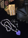 Matte Lilac Stone Collar w/matching Earrings & Purple Lock