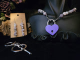 Matte Lilac Stone Collar w/matching Earrings & Purple Lock