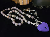 Matte Lilac Stone Collar w/matching Earrings & Purple Lock
