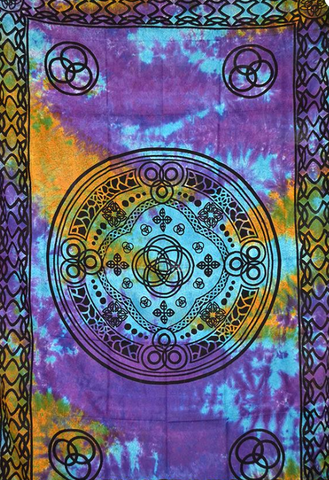 New Mandala Tapestry 72x108" Tie dye with black print