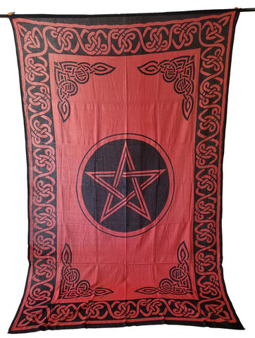 Pentagram Tapestry 72x108" Red/black .