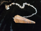Rhodocrosite Gemstone Pendulum with Chain