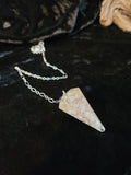 Rose Quartz Orgone w/Gold flakes Gemstone Pendulum with Chain