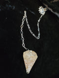 Rose Quartz Orgone w/Gold flakes Gemstone Pendulum with Chain