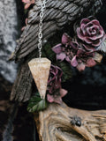 Rose Quartz Orgone w/Gold flakes Gemstone Pendulum with Chain